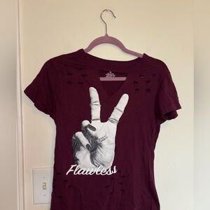 On Fire Red Graphic Tee with Crew Neck and Short Sleeves